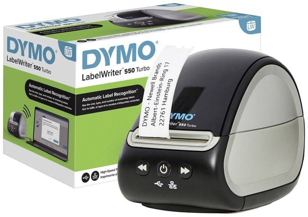 DYMO Labelwriter 550 Turbo Etiketten-Drucker Thermodirekt 300 x 300 dpi Etikettenbreite (max.): 61 mm USB