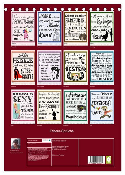 Produktbild: Friseur-Spr&uuml;che (Tischkalender 2026 DIN A5 hoch), CALVENDO Monatskalender