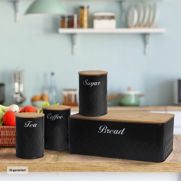 Produktbild: neuetischkultur Brotkasten Vorratsdosen 4er-Set Schwarz Brotkasten Vorratsdosen 4er-Set Schwarz