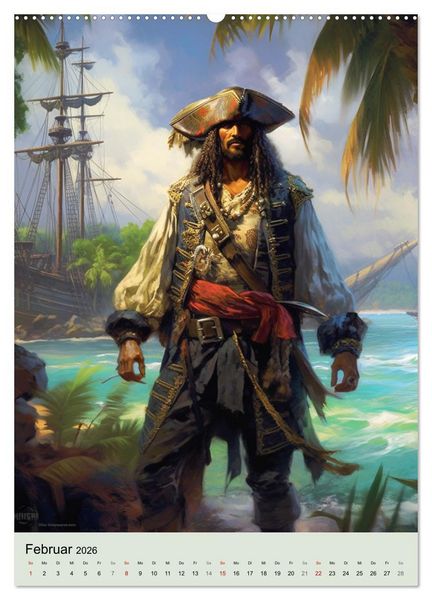 Produktbild: Piraten-Fantasy. Wilde Seer&auml;uber-Romantik im Mittelalter (hochwertiger Premium Wandkalender 2026 DIN A2 hoch), Kunstdruck in Hochglanz