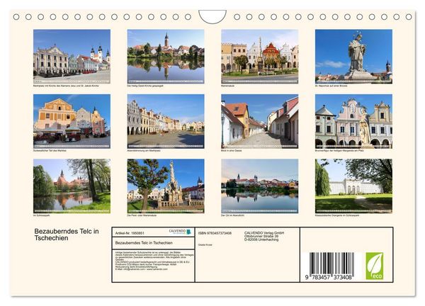 Produktbild: Bezauberndes Telc in Tschechien (Wandkalender 2026 DIN A4 quer), CALVENDO Monatskalender