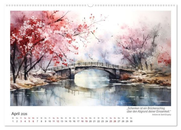 Produktbild: Br&uuml;ckenromantik (Wandkalender 2026 DIN A2 quer), CALVENDO Monatskalender