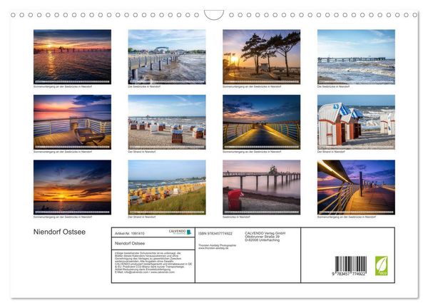 Produktbild: Niendorf Ostsee (Wandkalender 2026 DIN A3 quer), CALVENDO Monatskalender