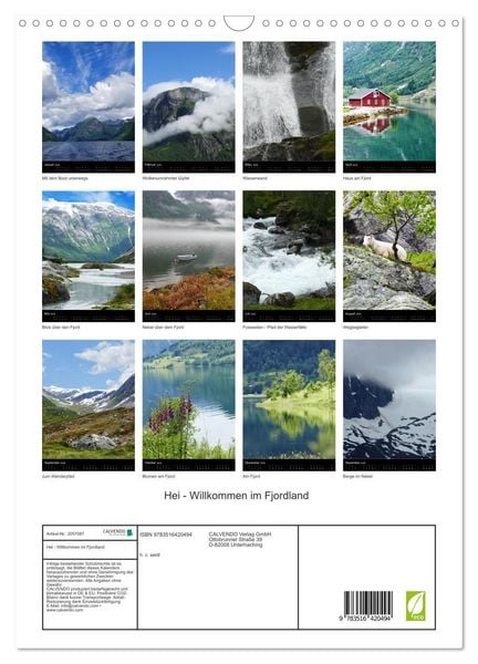 Produktbild: Hei - Willkommen im Fjordland (Wandkalender 2026 DIN A3 hoch), CALVENDO Monatskalender