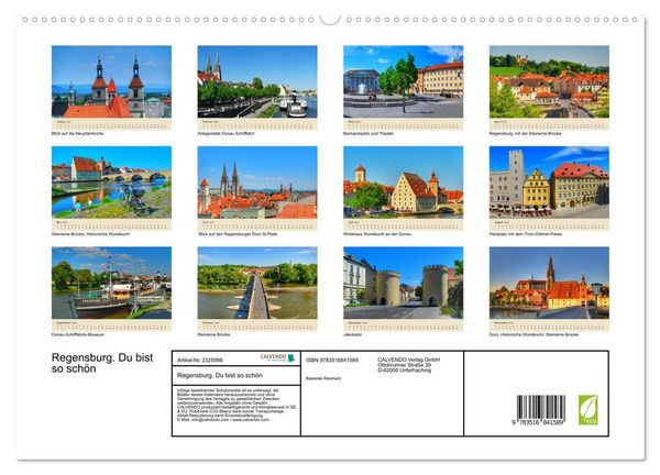 Produktbild: Regensburg. Du bist so sch&ouml;n (hochwertiger Premium Wandkalender 2027 DIN A2 quer), Kunstdruck in Hochglanz