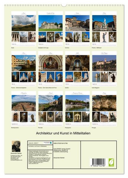 Produktbild: Architektur und Kunst in Mittelitalien (hochwertiger Premium Wandkalender 2026 DIN A2 hoch), Kunstdruck in Hochglanz