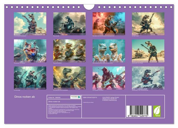 Produktbild: Dinos rocken ab (Wandkalender 2026 DIN A4 quer), CALVENDO Monatskalender