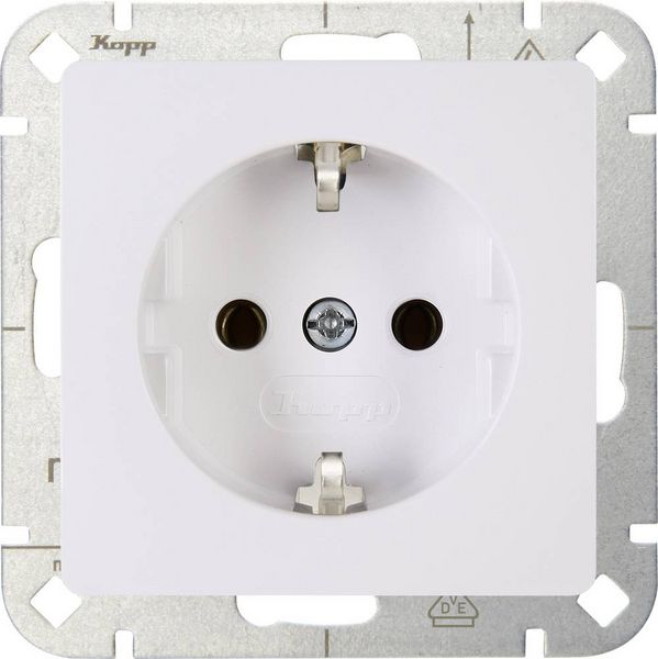 Produktbild: Kopp 1fach Einsatz Schutzkontakt-Steckdose HK05 Arktis-Wei&szlig; 923502002