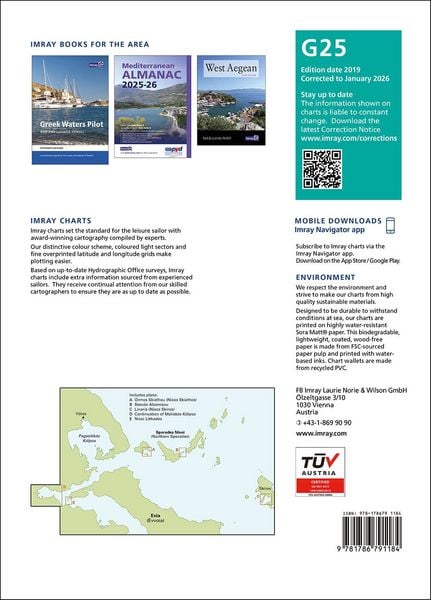 Produktbild: G25 Northern Sporades and North &Eacute;vvoia, Imray Chart