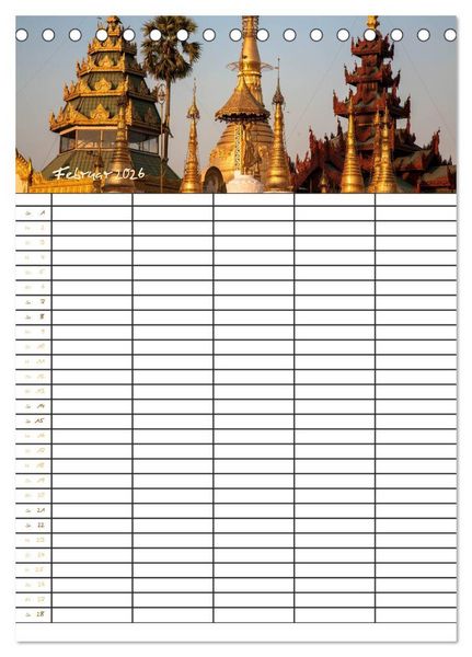Produktbild: Goldenes Myanmar - Familienkalender 2026 (Tischkalender 2026 DIN A5 hoch), CALVENDO Monatskalender