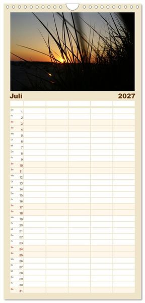 Produktbild: Familienplaner 2027 - Amrum &ndash; Trauminsel in der Nordsee mit 5 Spalten (Wandkalender, 21 x 45 cm) CALVENDO