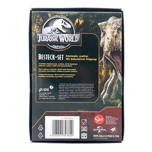 Produktbild: Jurassic Wold 4tlg. Edelstahl-Besteckset