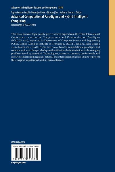 Produktbild: Advanced Computational Paradigms and Hybrid Intelligent Computing
