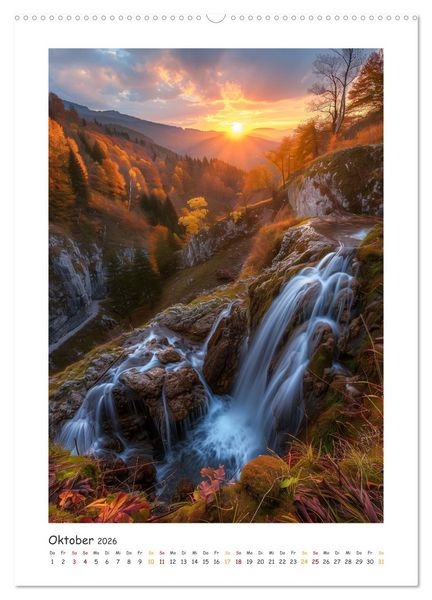 Produktbild: Die Harmonie der Elemente - Die verborgenen Geheimnisse der Wasserf&auml;lle (Wandkalender 2026 DIN A2 hoch), CALVENDO Monatskalender