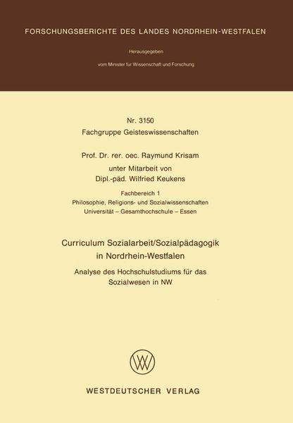 Produktbild: Curriculum Sozialarbeit/Sozialp&auml;dagogik in Nordrhein-Westfalen