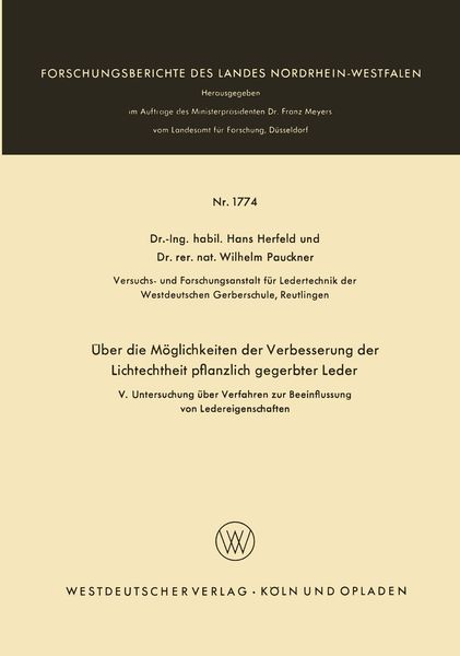 Produktbild: &Uuml;ber die M&ouml;glichkeiten der Verbesserung der Lichtechtheit pflanzlich gegerbter Leder