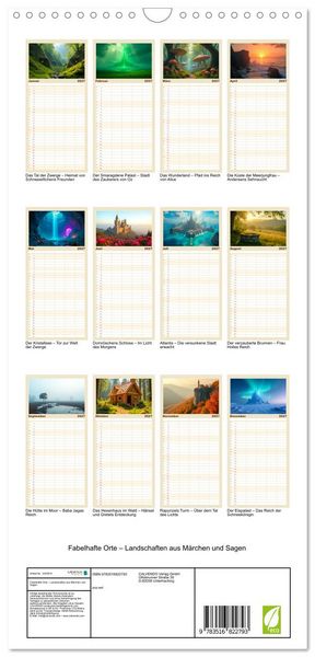 Produktbild: Familienplaner 2027 - Fabelhafte Orte &ndash; Landschaften aus M&auml;rchen und Sagen mit 5 Spalten (Wandkalender, 21 x 45 cm) CALVENDO