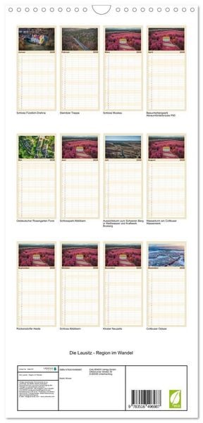 Produktbild: Familienplaner 2026 - Die Lausitz - Region im Wandel mit 5 Spalten (Wandkalender, 21 x 45 cm) CALVENDO