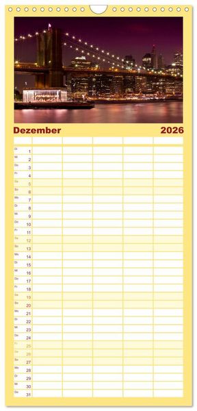 Produktbild: Familienplaner 2026 - NEW YORK CITY Stadt der Superlative mit 5 Spalten (Wandkalender, 21 x 45 cm) CALVENDO