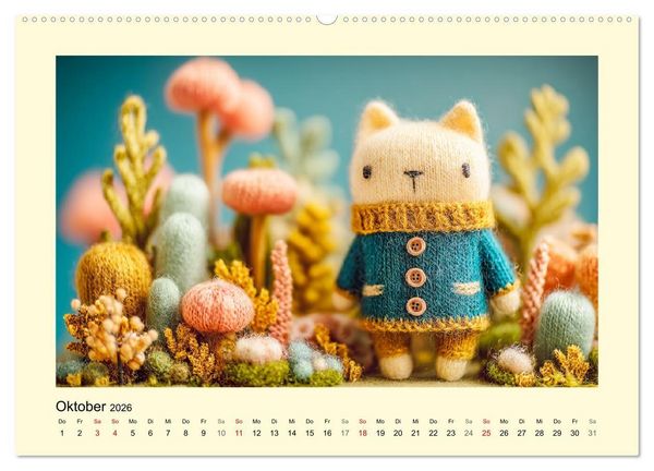 Produktbild: Flauschiger Bauernhof. Gestrickte Tierchen f&uuml;r Herz und Seele (hochwertiger Premium Wandkalender 2026 DIN A2 quer), Kunstdruck in Hochglanz