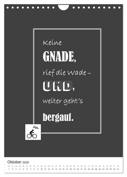 Produktbild: Markante, freche Spr&uuml;che rund ums Radfahren (Wandkalender 2026 DIN A4 hoch), CALVENDO Monatskalender