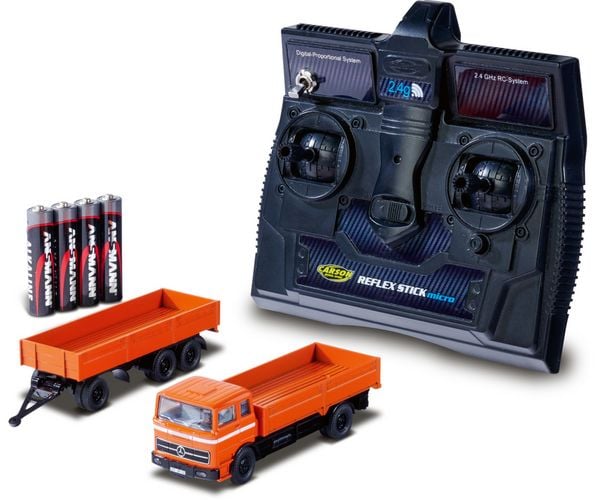 Produktbild: Carson Modellsport 500504159 MB 1620 Plane mit Anh&auml;nger 1:87 RC Modellauto Elektro LKW inkl. Akku, Ladeger&auml;t und Senderbatterien