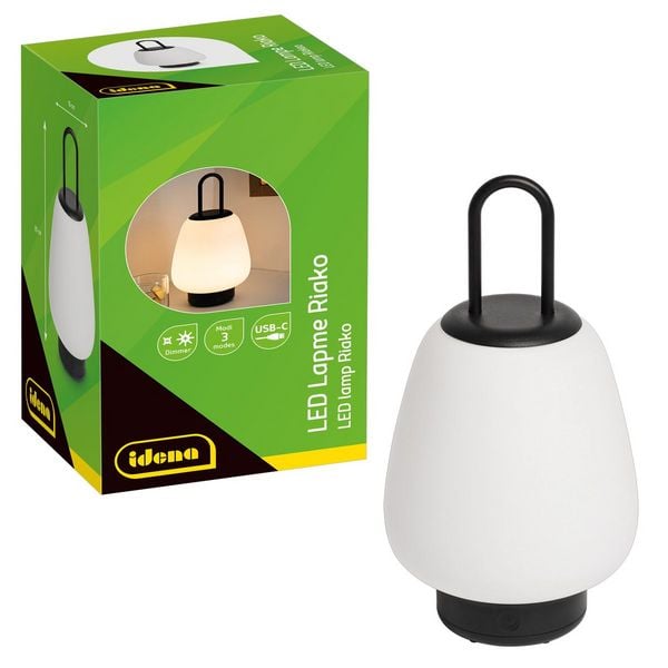 Produktbild: Idena LED Lampe Riako Akku USB C warmwei&szlig; 16x29cm dimmbar Innen