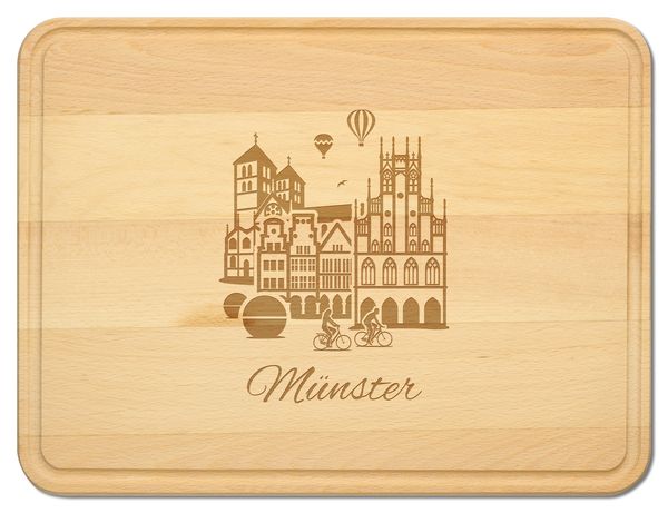 Produktbild: Buchenholz Schneidebrett 40x30cm, Motiv M&uuml;nster