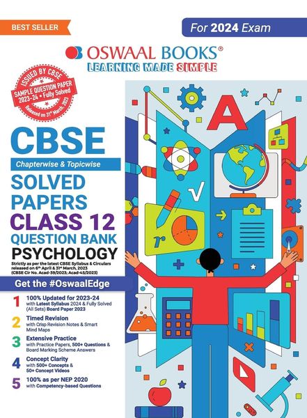 Oswaal CBSE Chapterwise Solved Papers 2023-2014 Psychology Class 12th (2024 Exam)