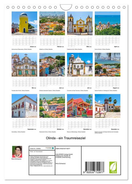 Produktbild: Olinda - ein Traumreiseziel (Wandkalender 2026 DIN A4 hoch), CALVENDO Monatskalender
