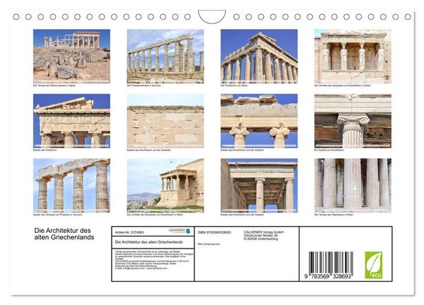 Produktbild: Die Architektur des alten Griechenlands (Wandkalender 2027 DIN A4 quer), CALVENDO Monatskalender