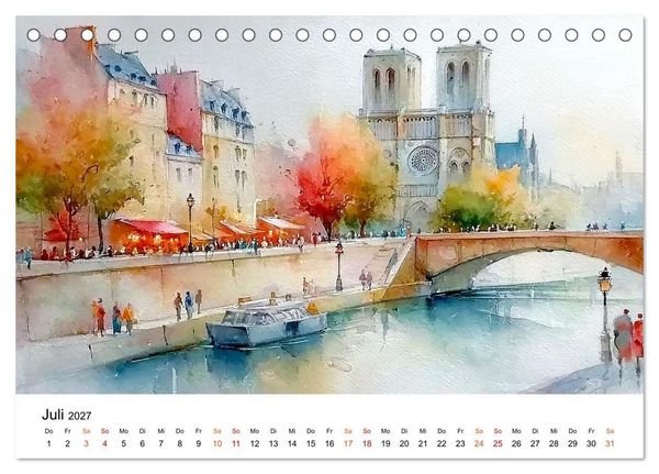 Produktbild: Paris in sanften Farben (Tischkalender 2027 DIN A5 quer), CALVENDO Monatskalender