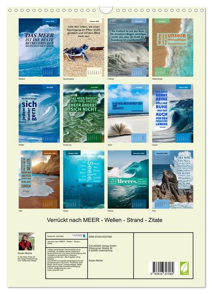 Produktbild: Verr&uuml;ckt nach MEER - Wellen - Strand - Zitate (Wandkalender 2026 DIN A3 hoch), CALVENDO Monatskalender