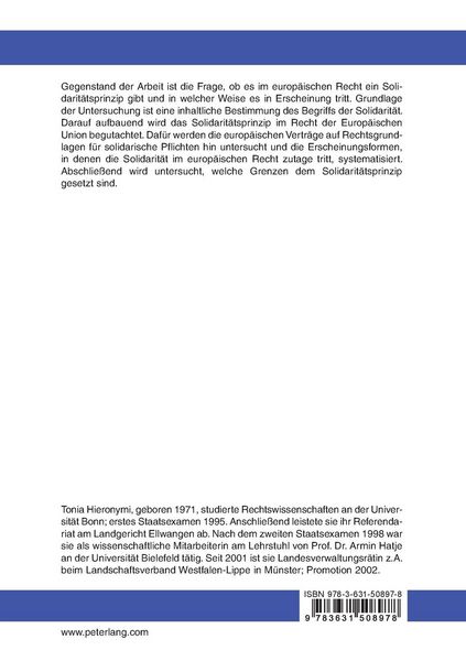 Produktbild: Solidarität als Rechtsprinzip in der Europäischen Union
