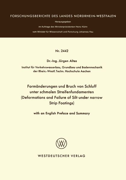 Produktbild: Form&auml;nderungen und Bruch von Schluff unter schmalen Streifenfundamenten