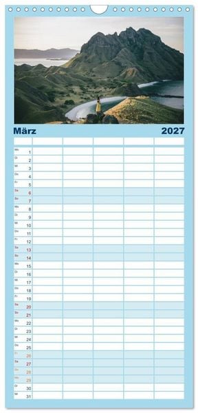 Produktbild: Familienplaner 2027 - Indonesien - Ein atemberaubender Inselstaat. mit 5 Spalten (Wandkalender, 21 x 45 cm) CALVENDO