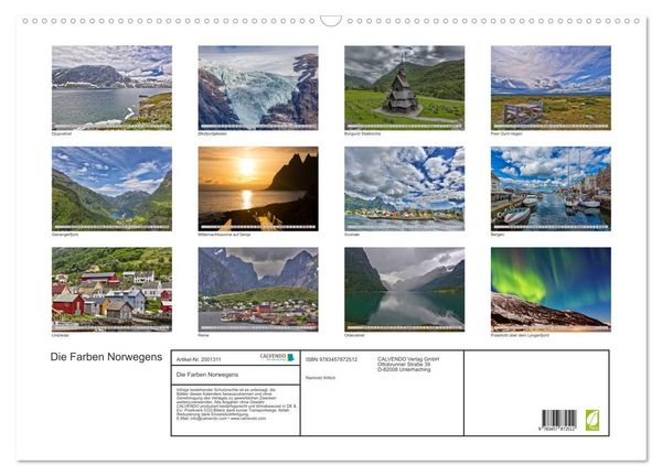 Produktbild: Die Farben Norwegens (Wandkalender 2026 DIN A2 quer), CALVENDO Monatskalender