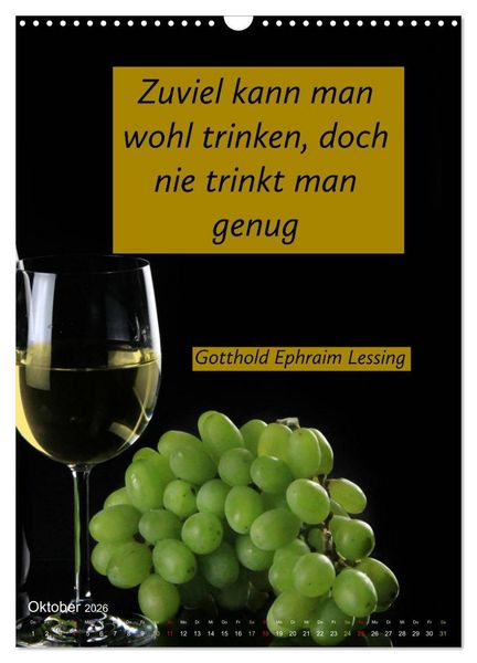 Produktbild: WEIN Weisheiten und Sprichworte (Wandkalender 2026 DIN A3 hoch), CALVENDO Monatskalender