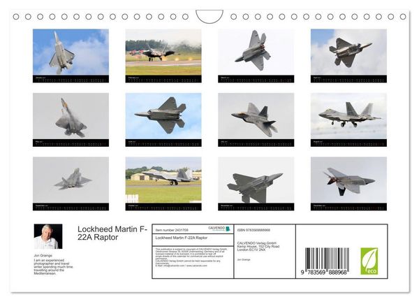 Produktbild: Lockheed Martin F-22A Raptor (Wall Calendar 2027 DIN A4 landscape), CALVENDO 12 Month Wall Calendar