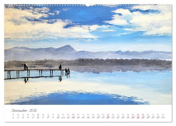 Produktbild: Oberbayerns Seen in Farbe - mit Pinsel und Farbe an den Ufern bayerischer Seen (hochwertiger Premium Wandkalender 2026 DIN A2 quer), Kunstdruck in Hochglanz