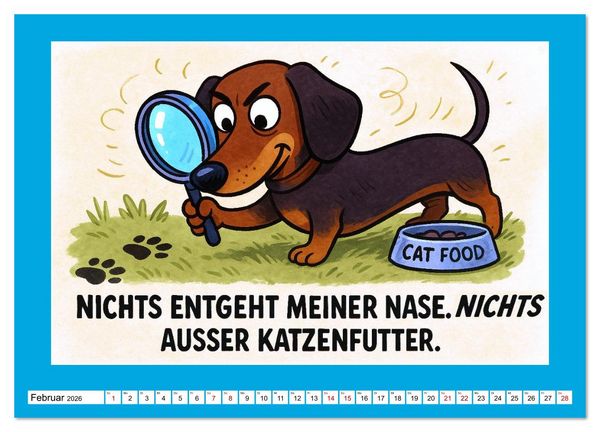Produktbild: Fehlerfrei. Dackel eben. (Wandkalender 2026 DIN A2 quer), CALVENDO Monatskalender