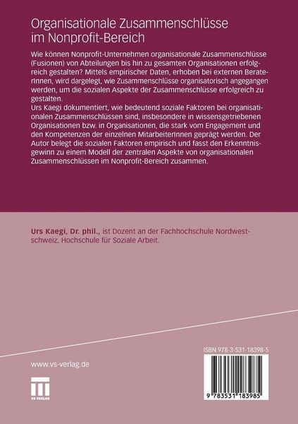 Produktbild: Organisationale Zusammenschl&uuml;sse im Nonprofit-Bereich