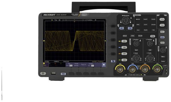Produktbild: VOLTCRAFT DSO-6204F Digital-Oszilloskop 200 MHz 4-Kanal 1 GSa/s 10 Mpts 8 Bit Digital-Speicher (DSO), Funktionsgenerator 1 St.