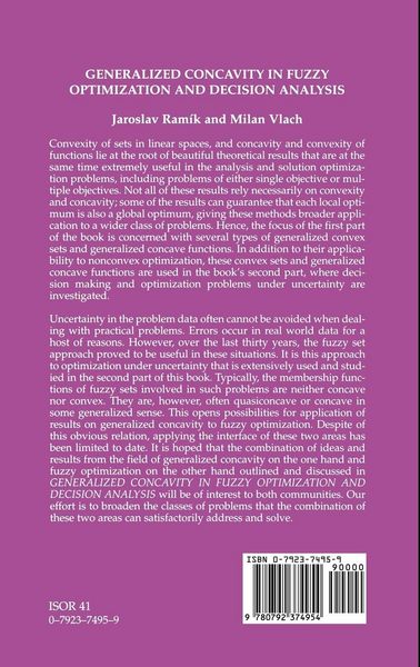 Produktbild: Generalized Concavity in Fuzzy Optimization and Decision Analysis