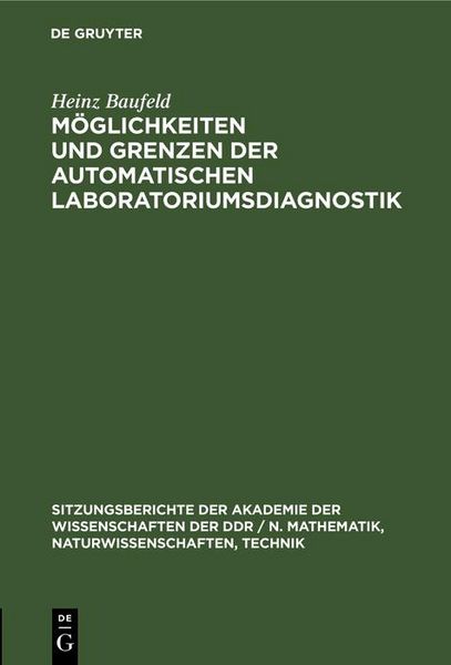 Produktbild: M&ouml;glichkeiten und Grenzen der automatischen Laboratoriumsdiagnostik