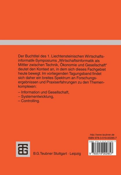 Produktbild: Wirtschaftsinformatik als Mittler zwischen Technik, &Ouml;konomie und Gesellschaft