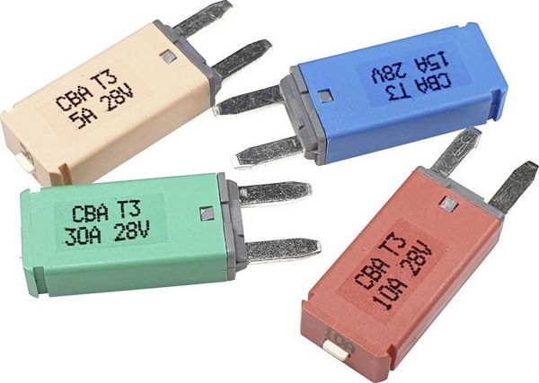 Produktbild: Hansor Circuit Breaker Mini, type 3. Manual Reset, 5A CBA3 Series 5A Sicherungsautomat Standard Flachsicherung 5 A Hellbraun 1 St.