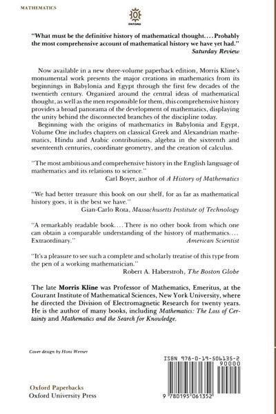 Produktbild: Mathematical Thought from Ancient to Modern Times