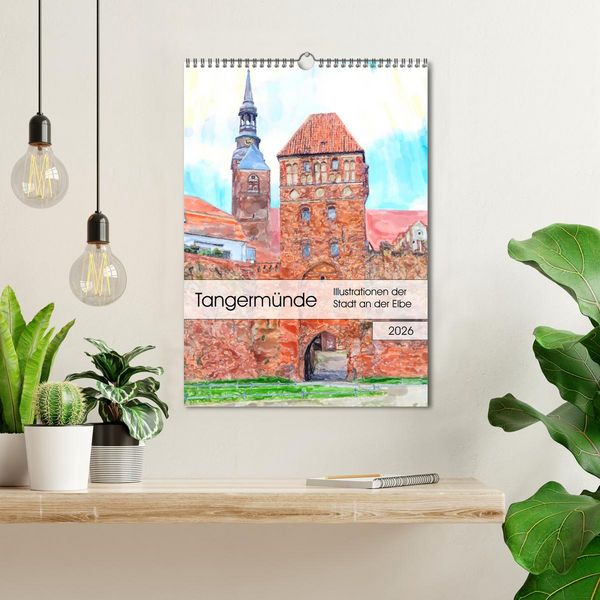 Produktbild: Tangerm&uuml;nde - Illustrationen der Stadt an der Elbe (Wandkalender 2026 DIN A3 hoch), CALVENDO Monatskalender