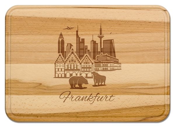 Produktbild: Buchenholz Schneidebrett 35x25cm, Motiv Frankfurt